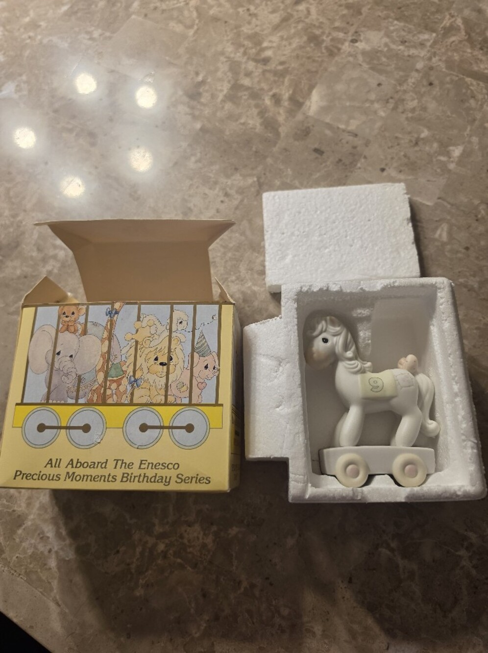 Enesco Precious Moments White Pony Pull Toy - Birthday Series